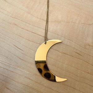 Gold Crescent Moon Pendant Necklace